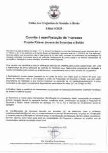 Convite à manifestação de interesse - Projeto Raízes Jovens